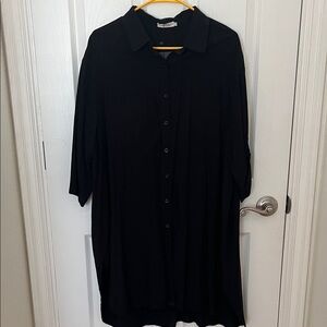 Black Oversized Button-Down Shirt
